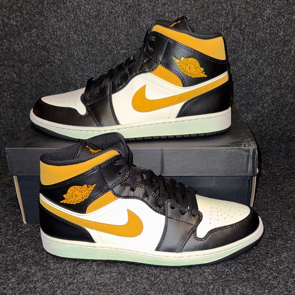 Jordan 1 Mid White Pollen Black